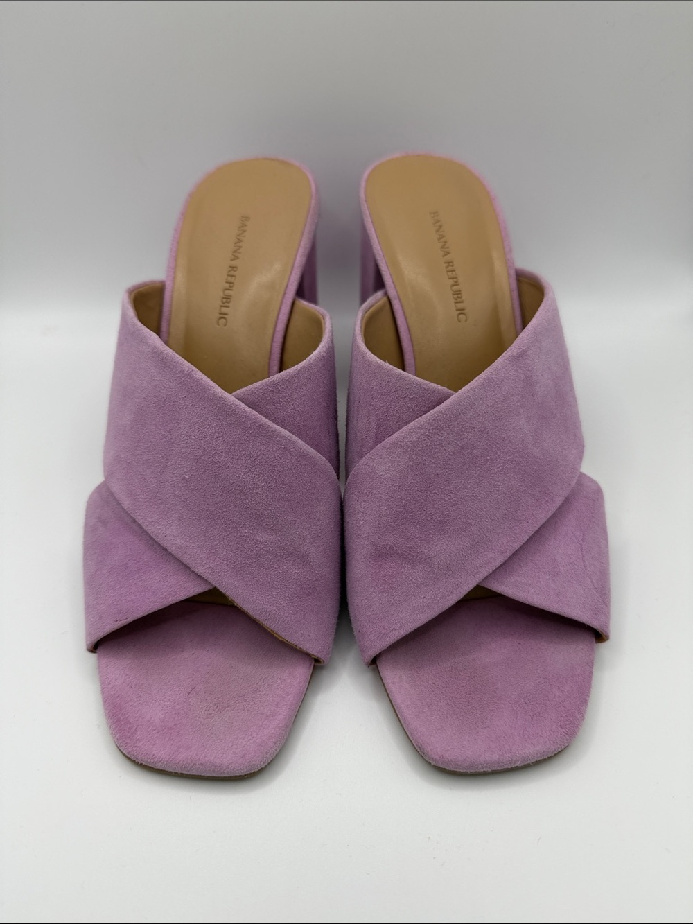 Banana Republic Lavender Suede Crisscross Mule Sandals